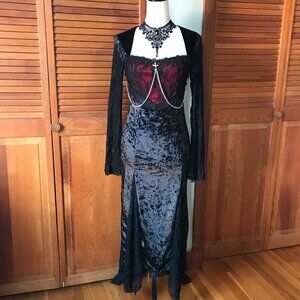 Gothic Victorian Scarlet Dreams Velvet & Lace Gown Dress